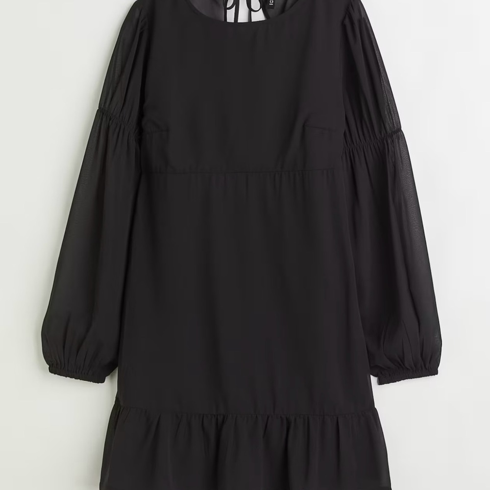 Divided Black Long Sleeve Dress
